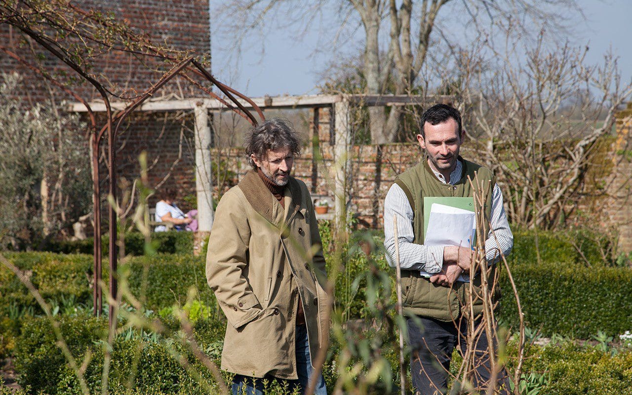 Head Gardener, Troy Scott-Smith and garden designer, Dan Pearson, in the White Garden at Sissinghurst Castle