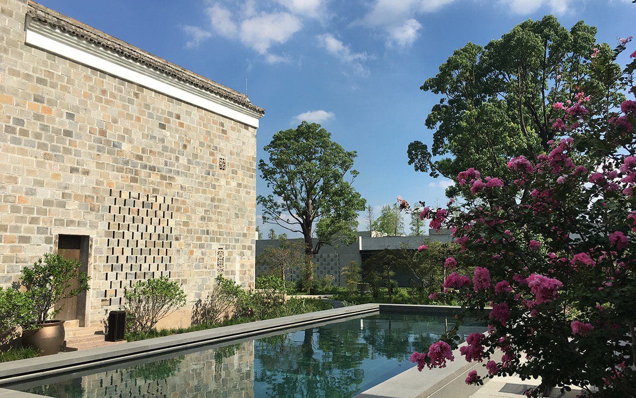 The rear garden of one of the antique villas at Amanyangyun Shanghai
