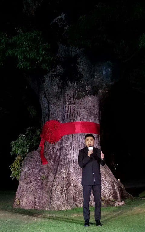 Mr. Ma and the King Camphor Tree at Amanyangyun opening ceremony, April 2018